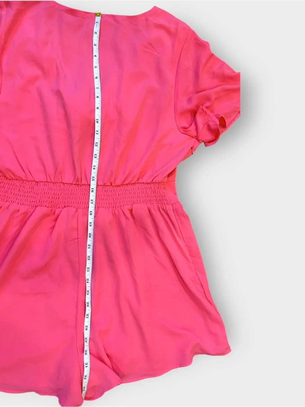 Hot Pink Tie Front Romper XL XXL Flutter Sleeve Cutout Vacation Barbiecore